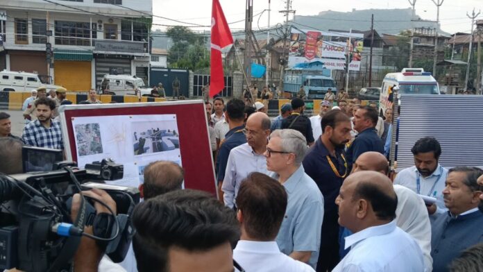 Chief Minister Omar Abdullah inspecting development projects in Srinagar